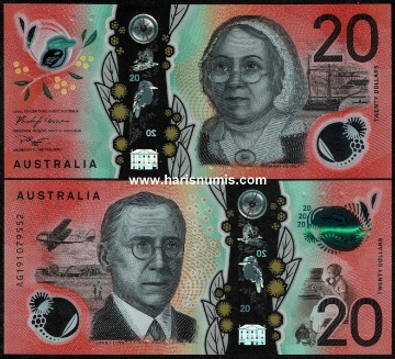Picture of AUSTRALIA 20 Dollars 2019 P 64a.2 UNC