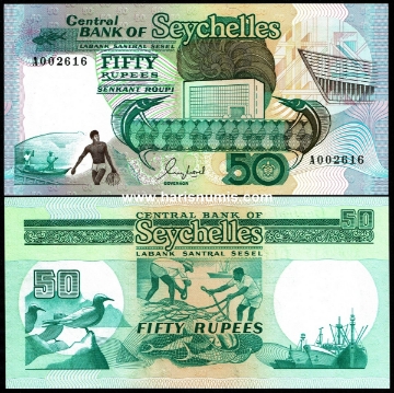 Picture of SEYCHELLES 50 Rupees ND(1989) P 34a UNC