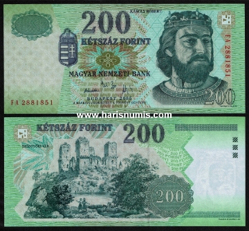 Picture of HUNGARY 200 Forint 2005 P 187e UNC