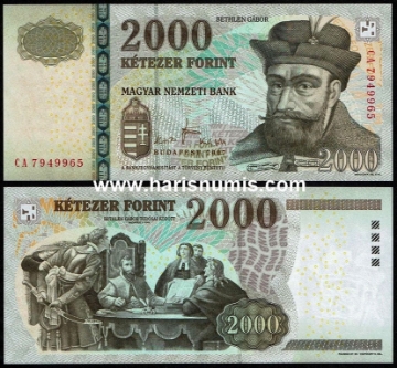 Picture of HUNGARY 2000 Forint 2007 P 198a UNC
