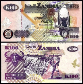 Picture of ZAMBIA 100 Kwacha 2006 P38f UNC