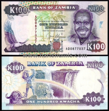 Picture of ZAMBIA 100 Kwacha ND(1991) P34 UNC